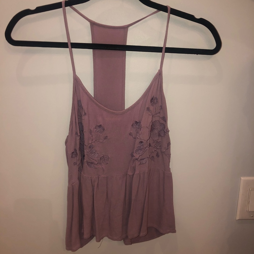 Purple embroidered tank top